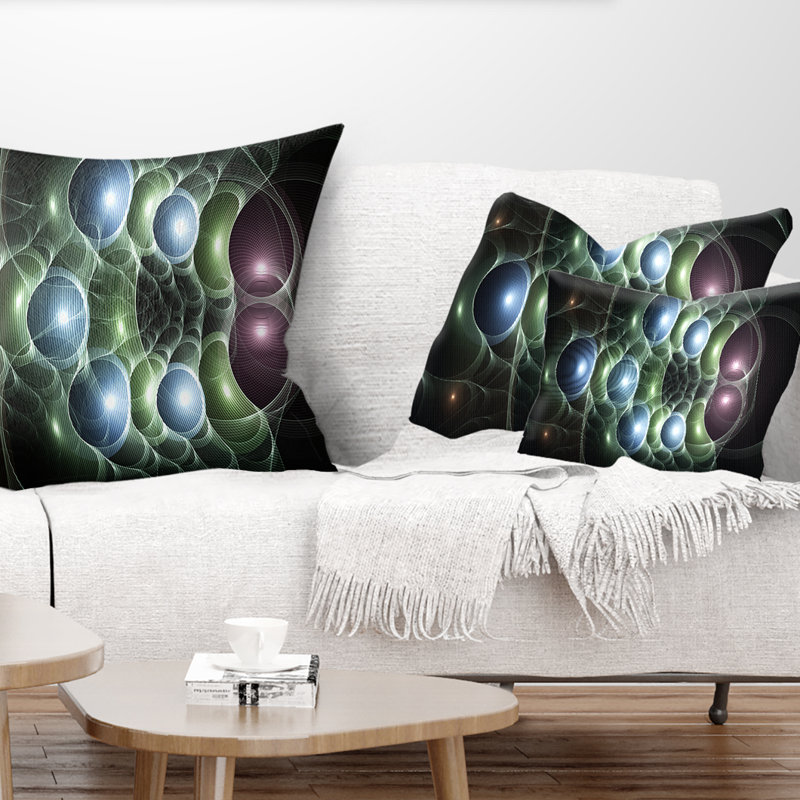 Cercles surréels 3D bleu clair - coussin imprimé abstrait