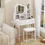 Deogilde Dressing Table with Cloud Shape Mirror, LED Lighted Makeup Vanity Desk with 5 Hooks-1622359313