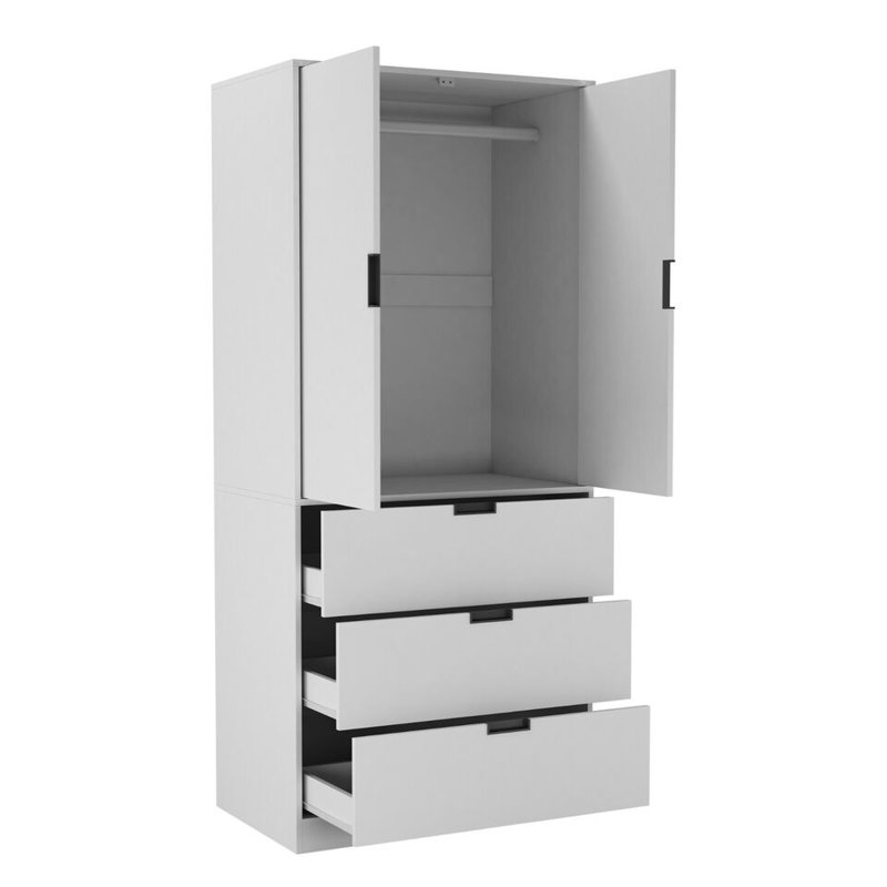 Stephy Solid Wood Wardrobe, White