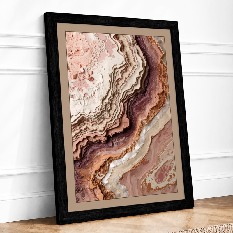 Mineral Strata Minimalist - Framed Print, A1 - 84.1 x 59.4 cm, Black