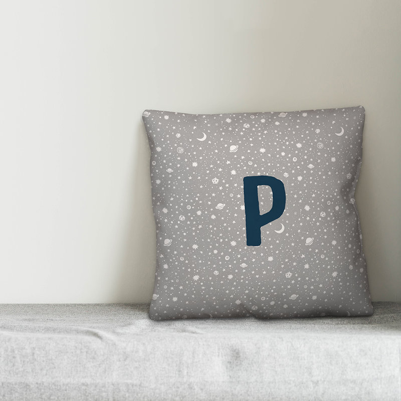 Monogram S Space Doodle Throw Pillow, P
