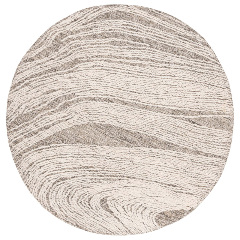 Tapis en laine touffeté à la main Bipin, Rond 4 pi