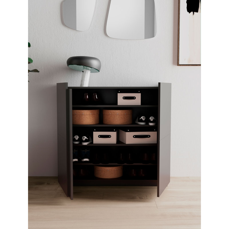 18 Pair Shoe Storage Cabinet, Graphite