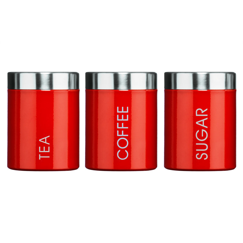 Surrett Metal Jar - Set of 3, Red