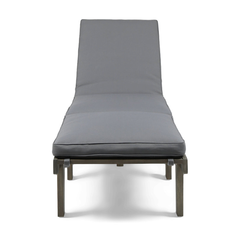 Ariana Kd Wood Chaise Lounge W/ Cushion, Gray Wood