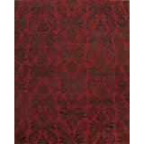Modern Tibet Hand Knotted Floral Area Rug in Red
