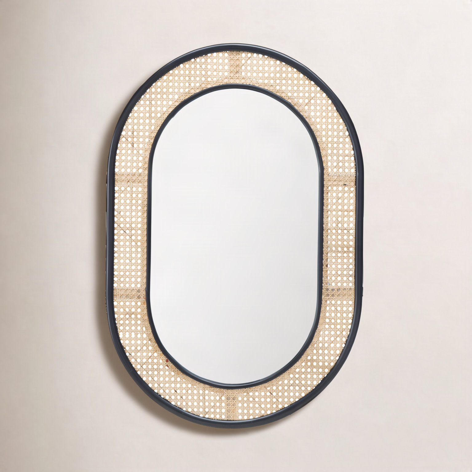 Juni Metal Oval Wall Mirror, Black