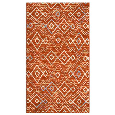 Tapis rouille à motif géométrique Siguna