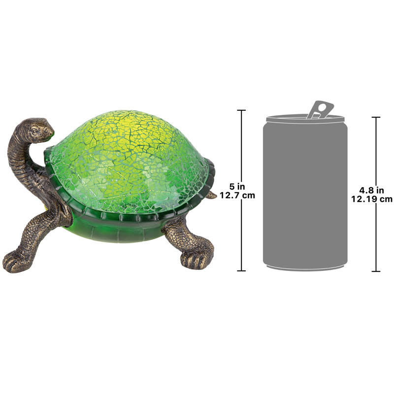 Illuminated Green Mosaic Glass Turtle Statue Lamp