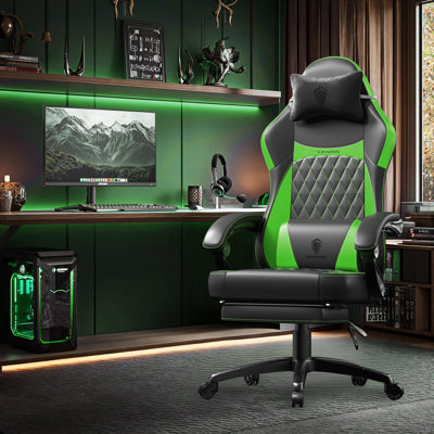 Ergonomic Gaming Chair With Pocket Spring Cushion & Massage Lumbar Support - High Back Office Computer Chair With Footrest For Adults, 300LBS Capacity by Dowinx