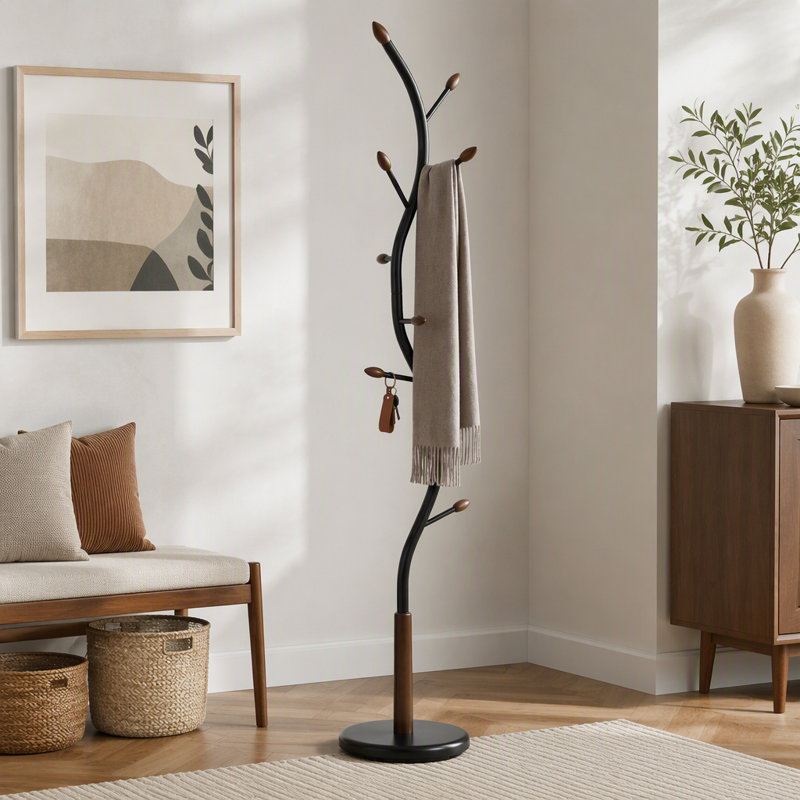 Portemanteau en métal et sur pied, Noir