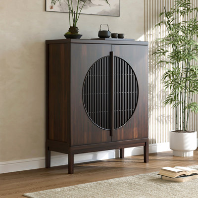 Retro Nut-Brown Solid Wood Sideboard