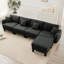 Boucle Fabric Convertible L Shape Sectional 4-Seater Sofa Couch With Distinctive Shell-Shaped Armrests And Removable Ottoman,Cylindrical Legs Wrapped With Self-Fabric-1550015903