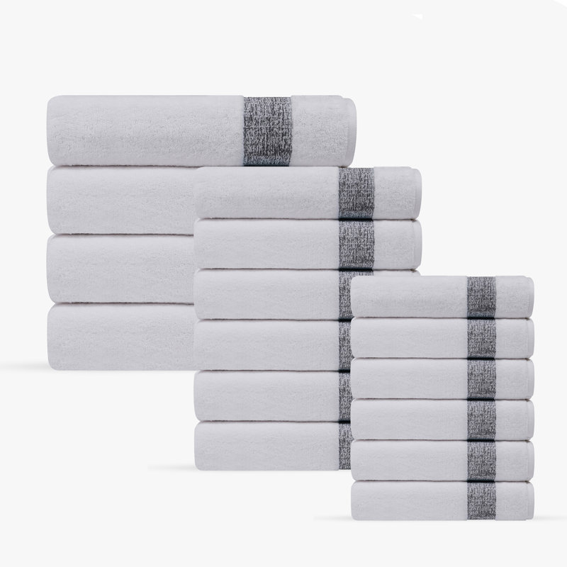 Ensemble de serviettes turques 16 pièces Jonnae, Gris anthracite