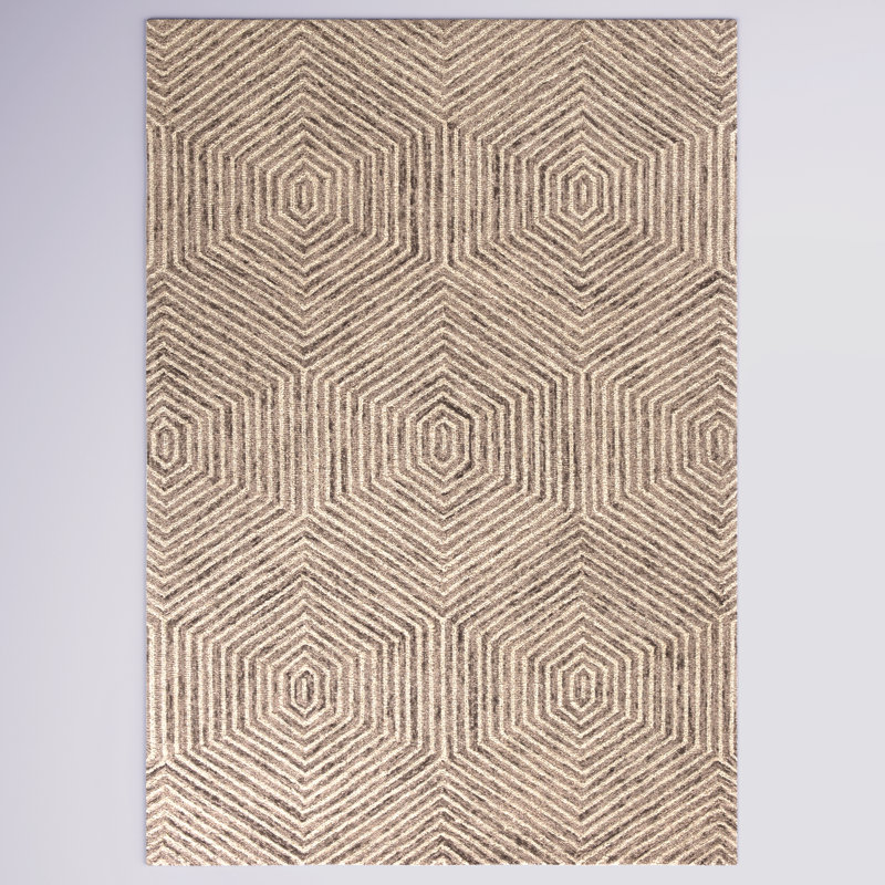 Natalee Ocean Handmade Hooked Wool Ivory Grey/Beige Are Rug, Rectangle 9' x 12'