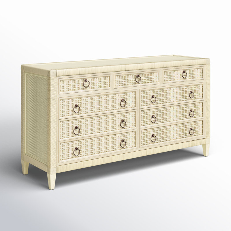 Commode 9 tiroirs Monterey, Bisque, Non, Nickel satiné