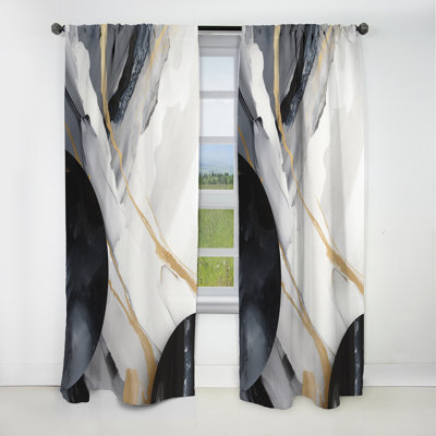 Black And Gold Harmony Of Marble I - Abstract Marble Marble Blackout Curtain - 1 Panels