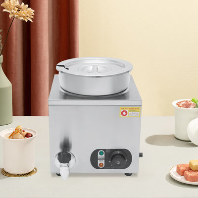 Cheese Warmer Dispenser Adjustable Temperature 1.85Gal Commercial Soup Warmer Electric Cheese Dispenser With 2 Laddles 300W 110V