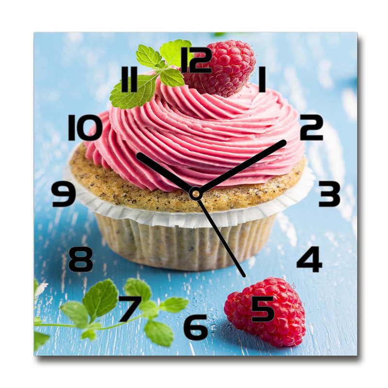 Hazelynn Glass Wall Clock, Black/Pink/Blue