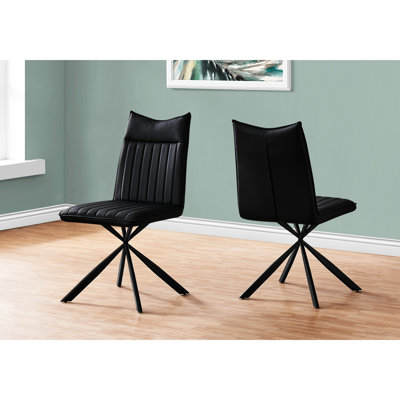 2Pcs Kitchen Dining Chairs, Black Upholstery, Modern Style With Soft Seat And Metal Legs For Upholstered Back Seat, Design