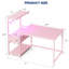 120 cm Gaming Desk with LED Lights & CPU Stand, Computer Desk with Reversible Shelves and Storage Drawer, Home Office PC Desk with Hanging Bag-140799680-140799681