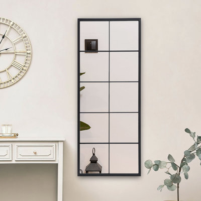 Rectangular Black Window Full Length Leaner Wall Mirror