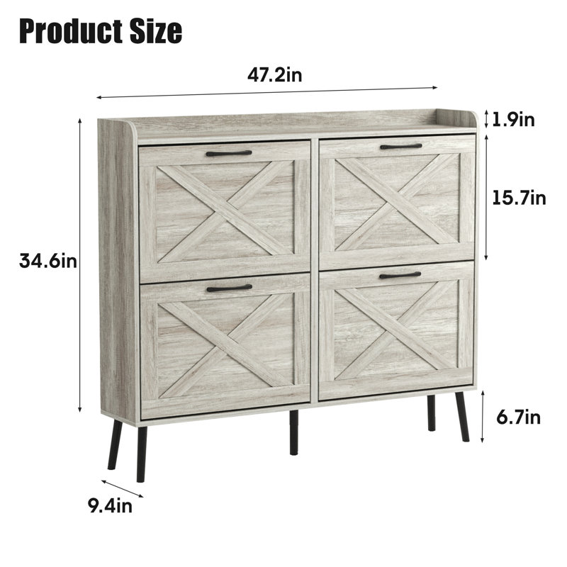24 Pair Shoe Storage Cabinet, Light Gray