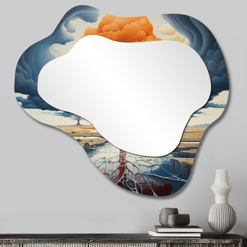 Arbre majestueux orange de la vie - miroir nuage arbre, 25 po x 28 po