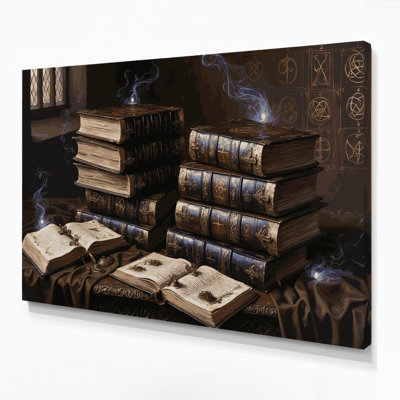 Halloween, grimoires anciens, art mural sur toile brune