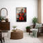 Abstrait rouge violon, musique contemporaine, images de salon, impression sur toile encadrée-126030857-126030863
