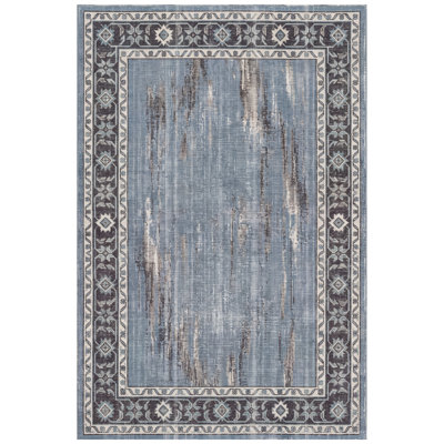 Cryolite Modern Distressed Solid Teal Gray Beige White Non-Slip Low Pile Indoor Outdoor Pet Friendly Living Room Bedroom Dining Room Entryway Hallway Office Blue Charcoal Kitchen High Traffic Easy Clean Printed Ultra Soft Bound Edge Washable Rug