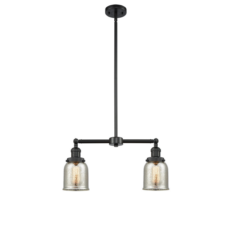 Bell - 2 Light 21" Island Light, Matte Black, No Bulb Included, Silver Mercury
