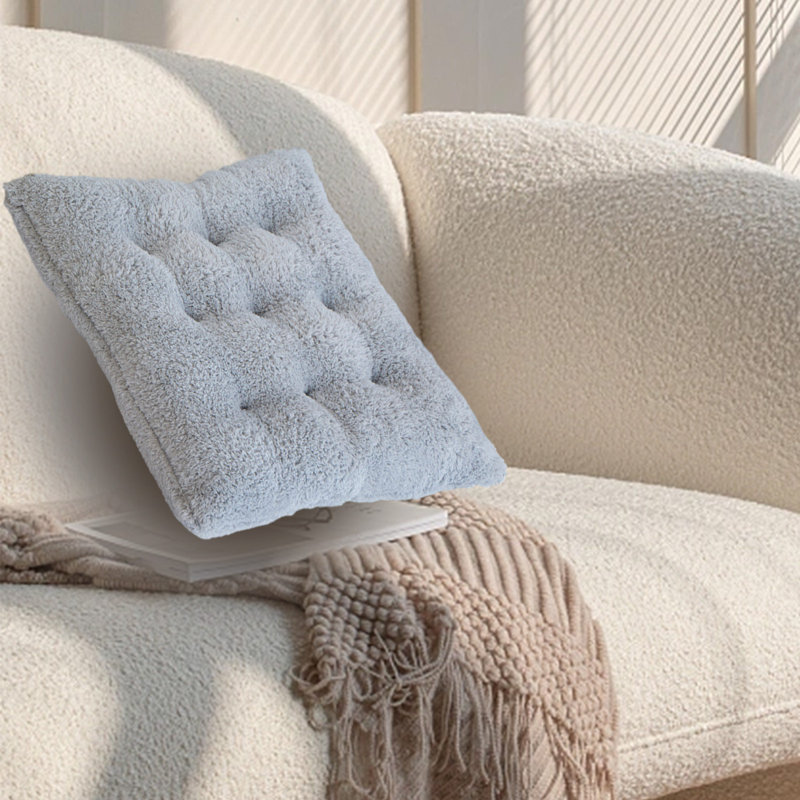 Seat Cushions For Home Use- Tufted Corduroy Floor Cushions For Living Room Tatami- 19.6 Inch, Gray