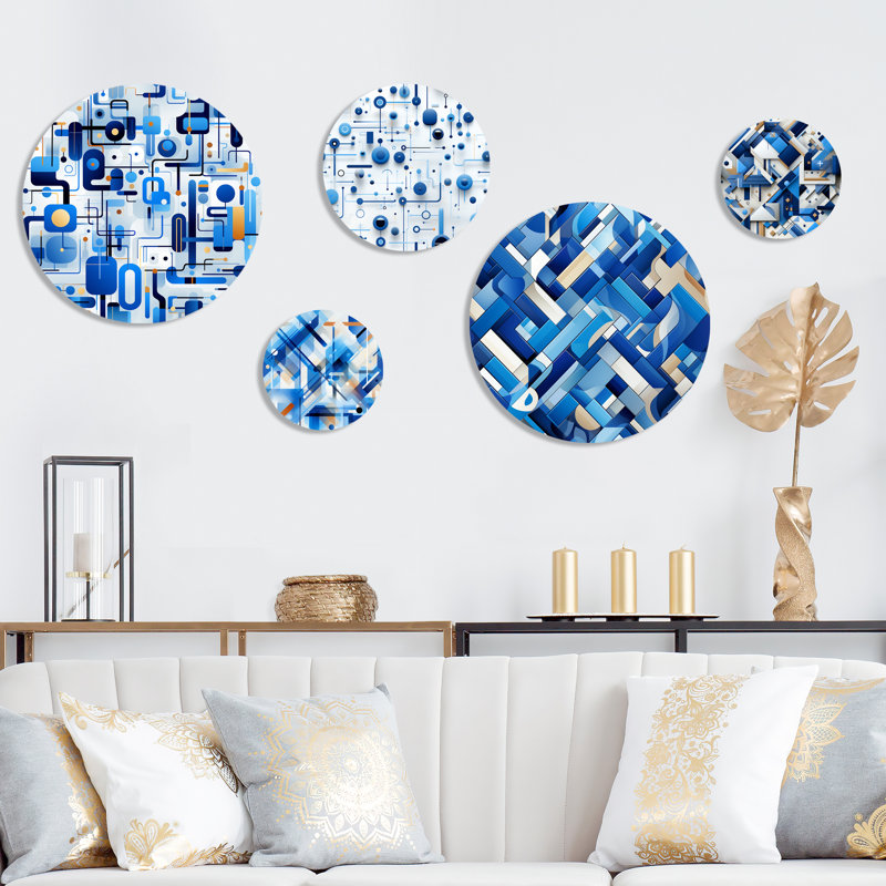 Clevia - Ensemble d'art mural moderne géométrique rond de 5