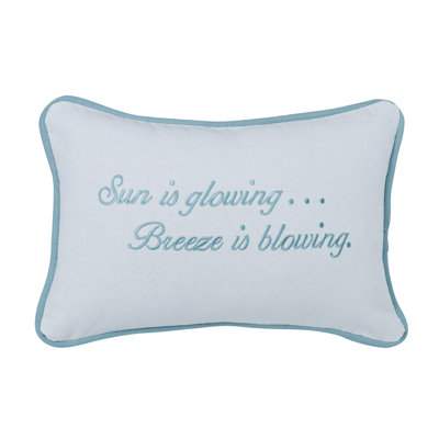 Catalina Turquoise Embroidered Decorative Lumbar Pillow 12" x 19"