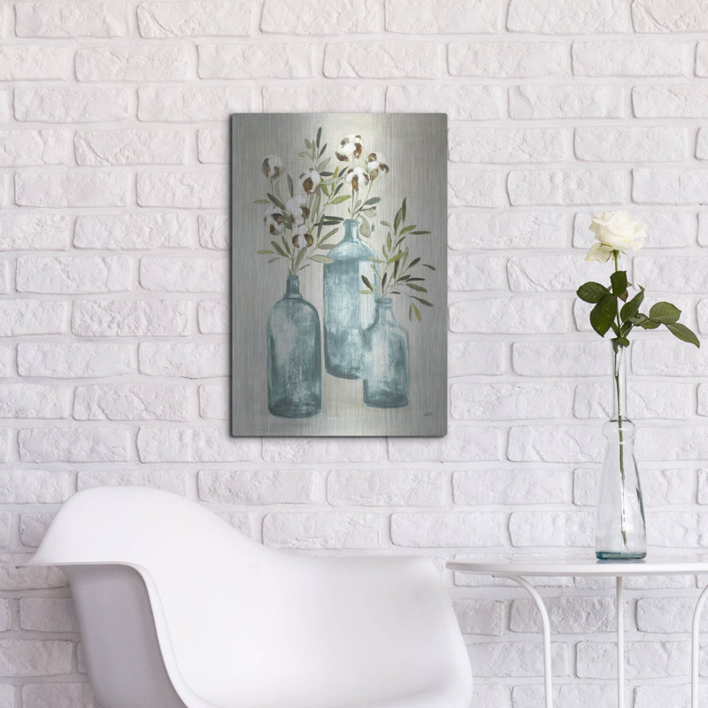 «Cotton Still Life 3 Blue» par Julia Purinton, art mural en métal, 16 po x 24 po