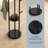 Steel Freestanding 9-Hook Coat Rack, Black-1757178469