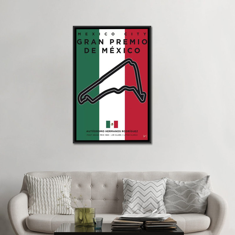 « f1 mexico course track », reproduction d’impression sur toile, H 60 po x l 40po x P 1,5 po, Toile avec cadre noir
