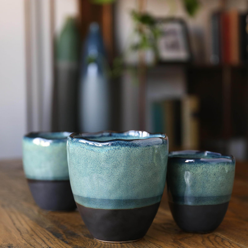 Jamorie Handmade Ceramic Pot Planter, Fern Green