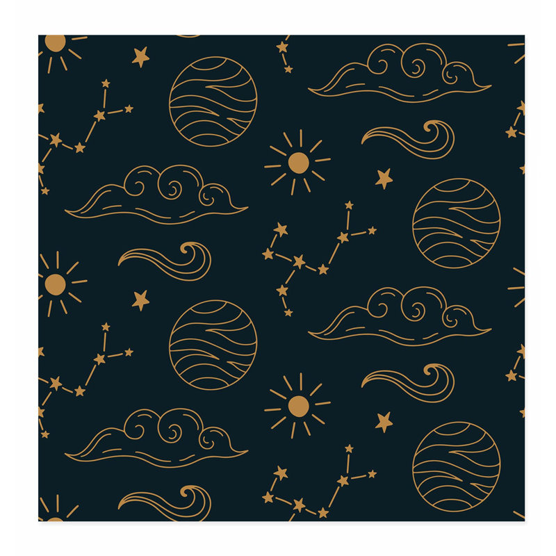 Astronomie et espace, nuages célestes et constellations d'étoiles I, impression bohémienne sans cadre, H 14 po x l 14 po