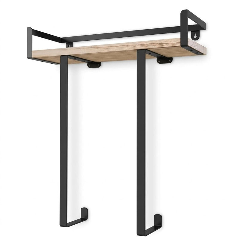 Porte-serviettes mural en métal avec tablette en bois pour grandes serviettes pliées, organisateur de salle de bain pour VR et camping
