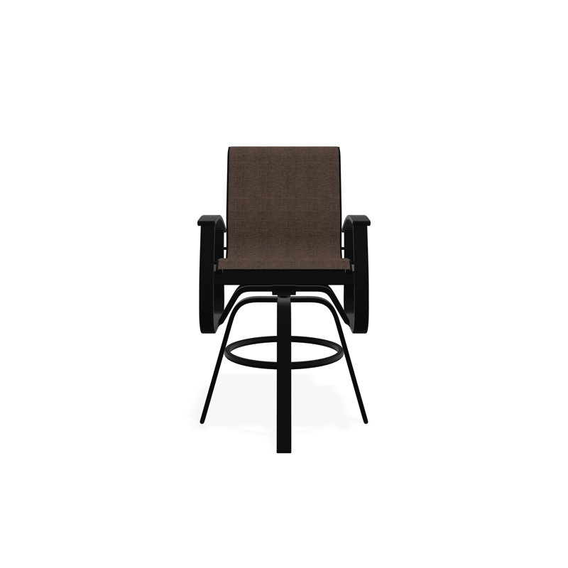 Fauteuil pivotant à hauteur de barre en aluminium Belle Isle Sling, Noir, Moka Sunbrella®