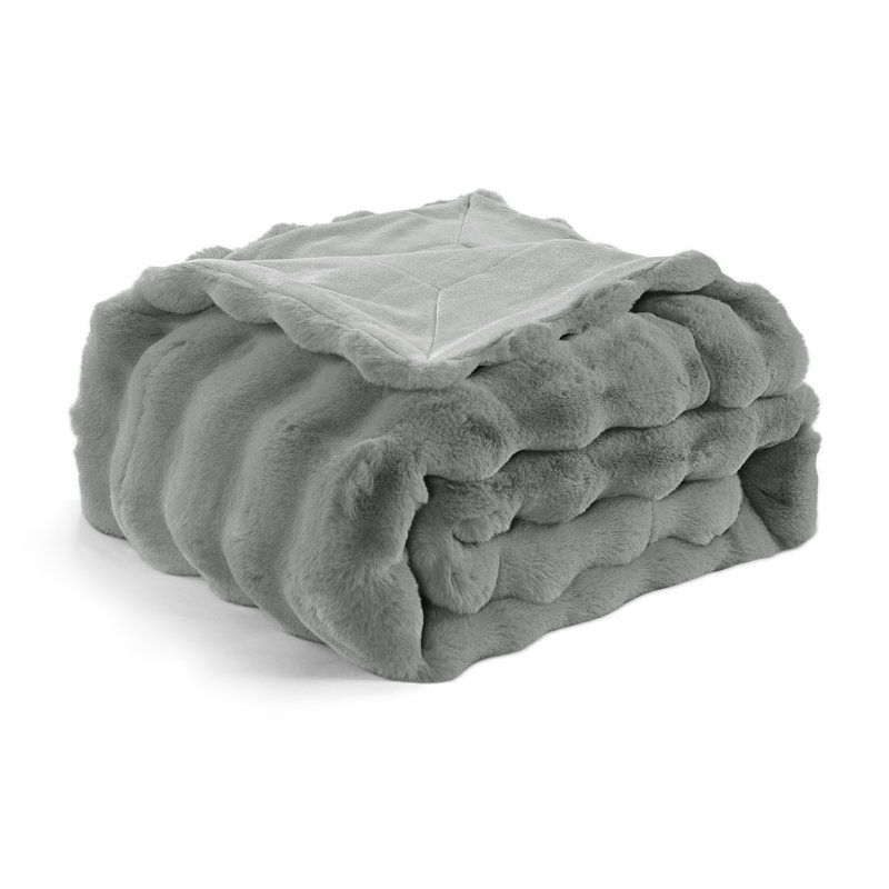 Bubble Faux Fur Throw Blanket, Gray, 60" W x 70" L
