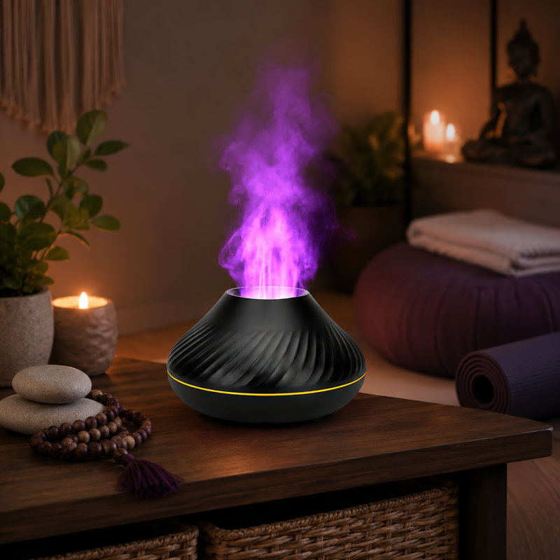 Humidificateur diffuseur de flammes 7 couleurs et 3 titres de produits optimisés