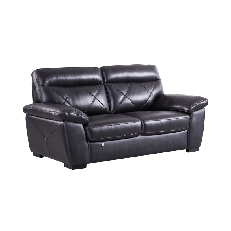 Causeuse Renfro, Cuir véritable noir