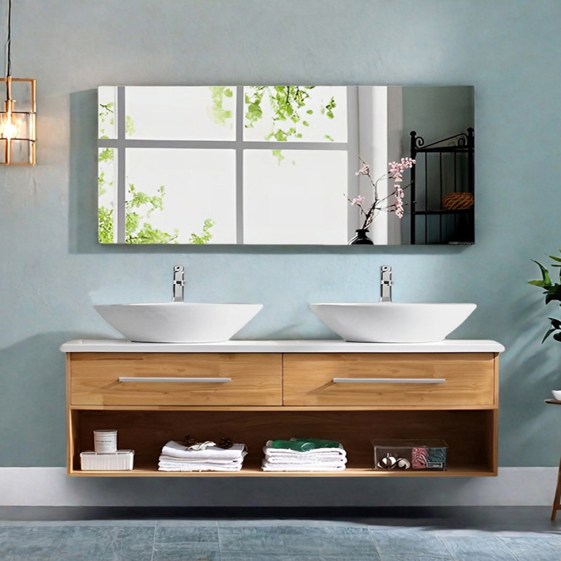 Log style rest room bathroom cabinet