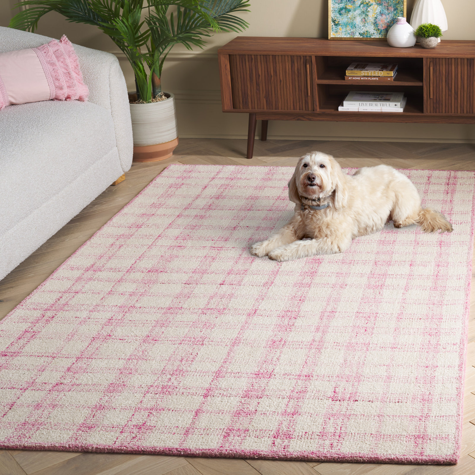 Hand-Tufted Plaid Performance Rug, Rectangle 5" x 8"
