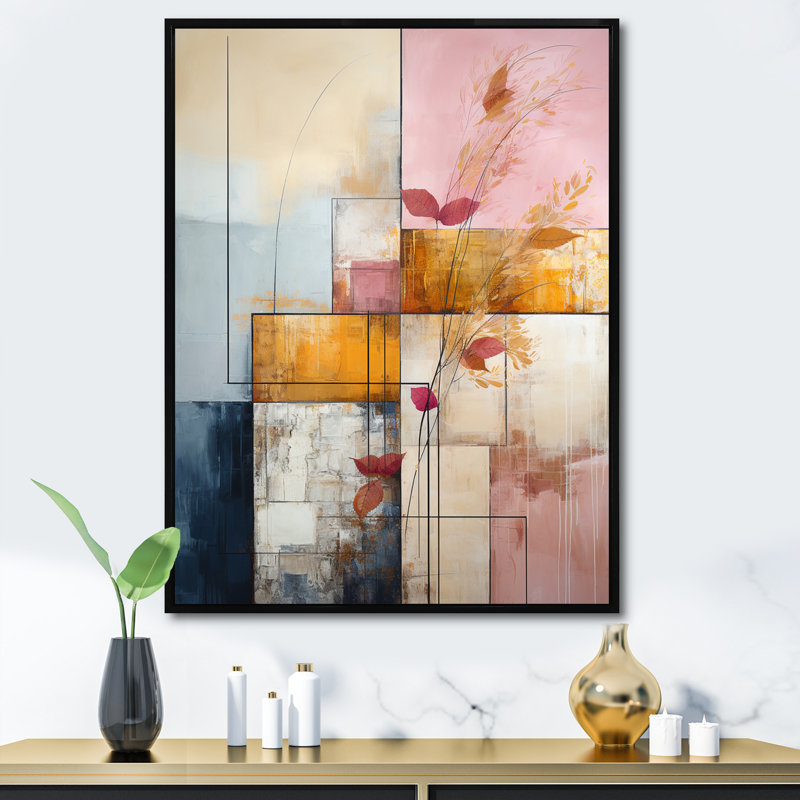 «Allure Boho Chic Watercolor», reproduction d'art sur toile, H 32 po x l 16 po x P 1 po, Cadre flottant noir