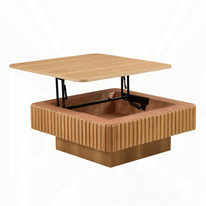 Modern Square Coffee Table, Natural Ash
