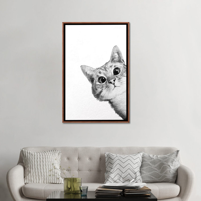 « Sneaky Cat », reproduction sur toile, H 60 po x l 40 po, Impression encadrée sans passe-partout, Bois classique